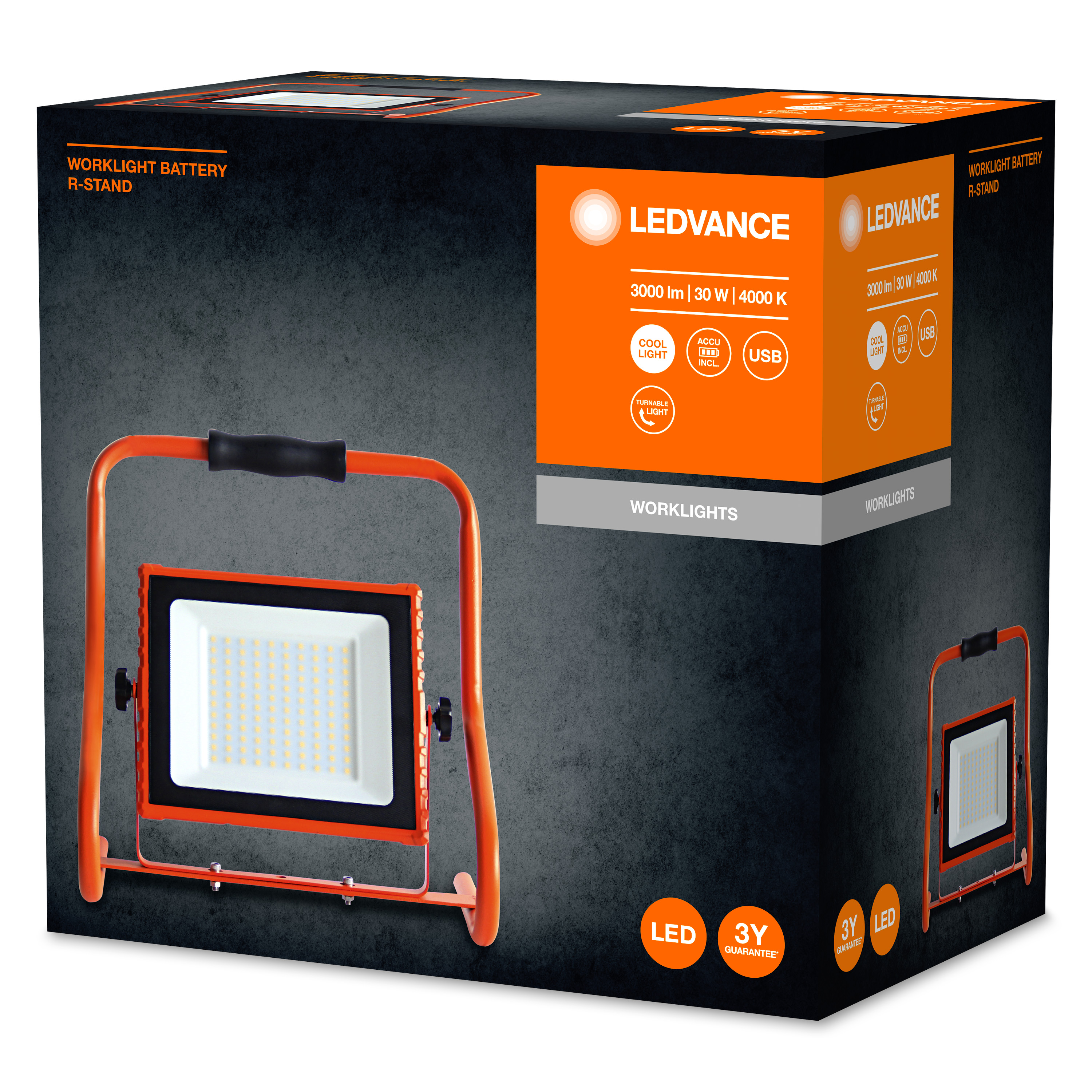 LEDVANCE WORKLIGHTS BATTERY R-STAND Akku USB LED Baustrahler 30W / 400