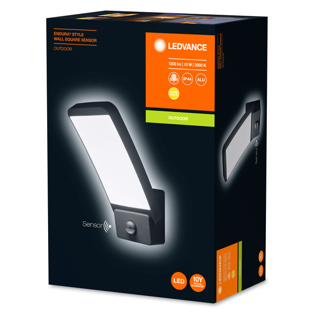 ENDURA STYLE WALL SQUARE SENSOR 15W DG 