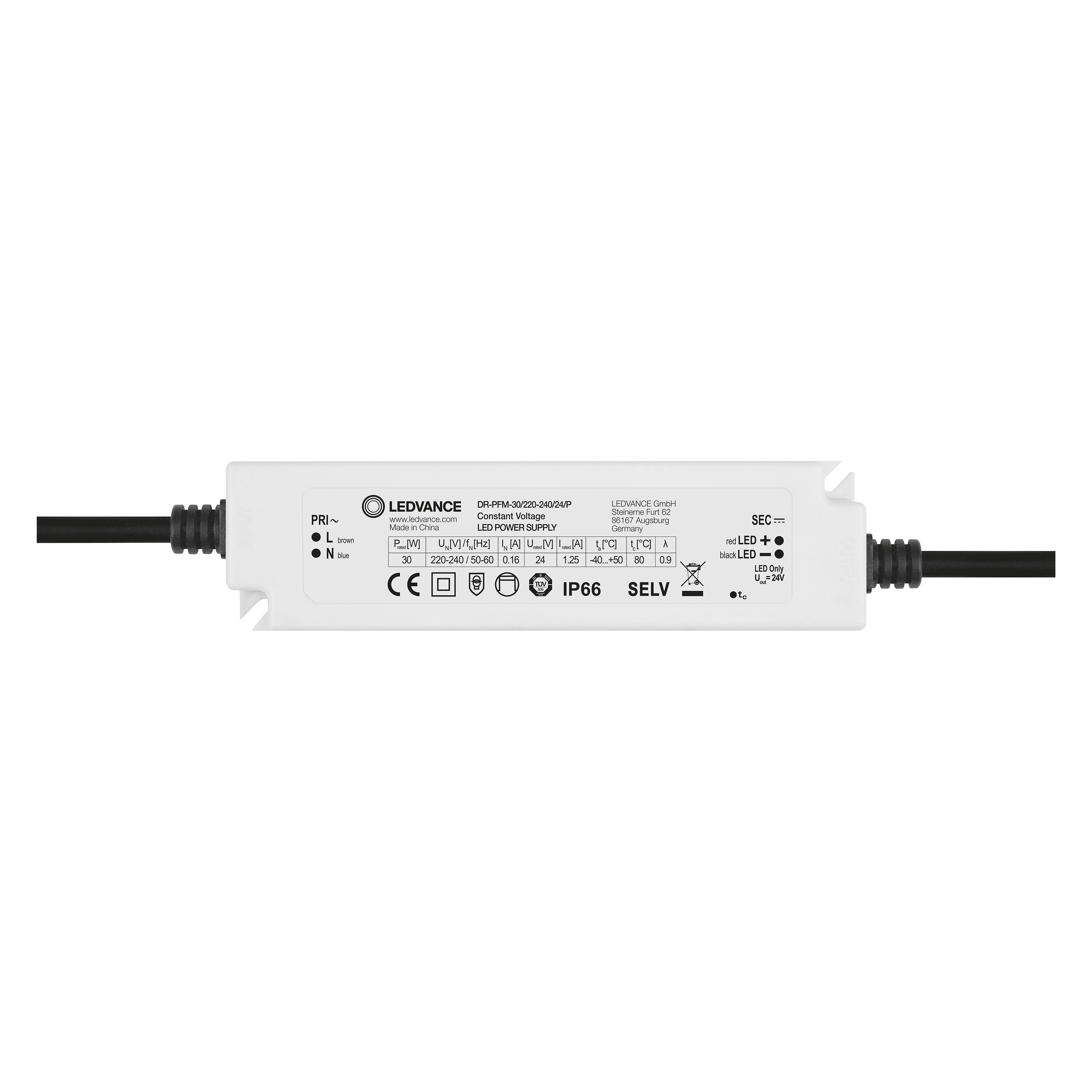 LED-Netzteil, 264 W, 12V DC, 22 A, TÜV, IP67 –